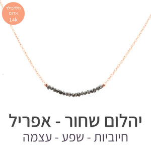 שרשרת בר יהלום שחור - אבן הלידה שלי - MyBirthstone