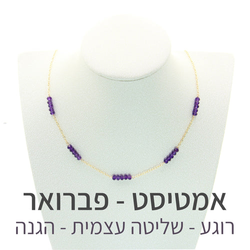 שרשרת זברה אמטיסט - אבן הלידה שלי - MyBirthstone
