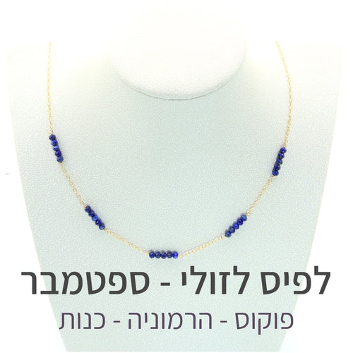 שרשרת זברה לפיס לזולי - אבן הלידה שלי - MyBirthstone