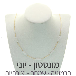 שרשרת זברה ריינבואו מונסטון - אבן הלידה שלי - MyBirthstone